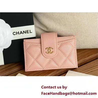 Chanel Grained Calfskin & GOLD-Tone Metal Card Holder AP0342 pink 2023 - Click Image to Close